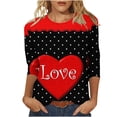 thumbnail image 2 of TrendVibe365 3/4 Sleeve Tops for Women Valentines Christmas Heart Date Tshirts Crewneck Holiday Blouses 3/4 Sleeve Romantic Pullovers Tunic Gifts Tops for Her 2024 Casual Clothes, 2 of 5