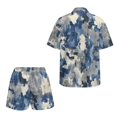 thumbnail image 5 of FKEKYI Grunge Camo Blue Print Women's 2 Piece Short Set Open Front Shirt Top & Shorts with Elastic Waist Beachwear Loungewear Set for Ladies Summer Outfits, XL, 5 of 7