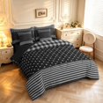 thumbnail image 2 of Manfei Geometric Check 7-Piece King Bedding,Minimalism Polka Dot King Bed in a Bag,Gray Black,Black Reversible, 2 of 7