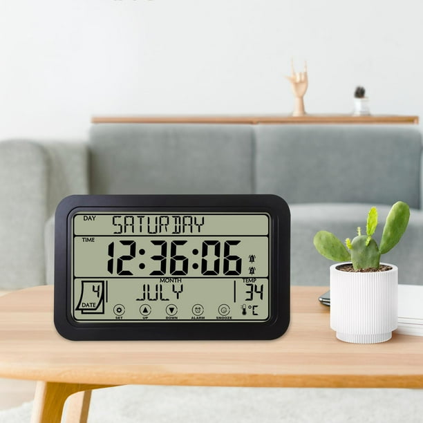 Reloj de pared electronico Relojes en la pared Colgando sin tictac con dia fecha Reloj despertador decorativo para sala de estar Cocina negro mayimx Reloj de pared digital Walmart en linea