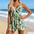 thumbnail image 2 of Levmjia Women's Tankini Swimsuit drawstring split High Waisted Floral printed With Chest Cushion Bra No Steel Support loose Beach Vacation Summer Swimwear, 2 of 6