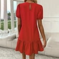 thumbnail image 4 of ZZwxWA Womens Sexy Fall Dress Women Drop Waist Short Sleeve Round Neck Puff Sleeve Ruffle Hem Dress Cocktail Party Dress, 4 of 6