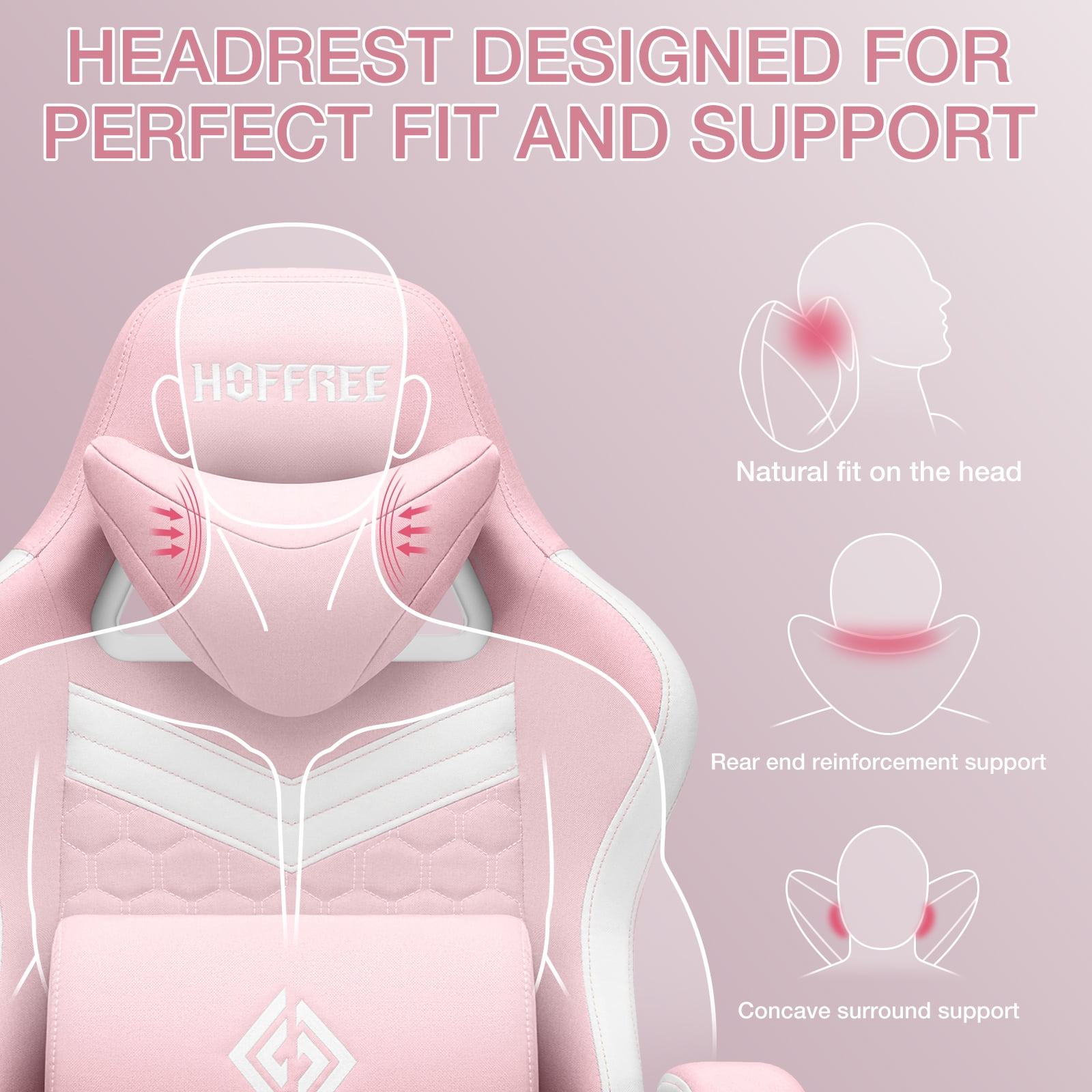 Hoffree Gaming Chair with Massage Fabric Office Chair with footrest for Adults, Ergonomic Gamer Chair with Headrest and Lumbar Support for Office Gaming, 440 LBS