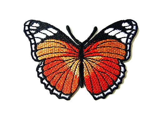 Iron-Butterfly-Blue Tyga_Thai Brand Butterfly Blue Color Retro Beautiful Logo Iron on sew on Patch Jacket T Shirt Patch Sew Iron on Embroidered
