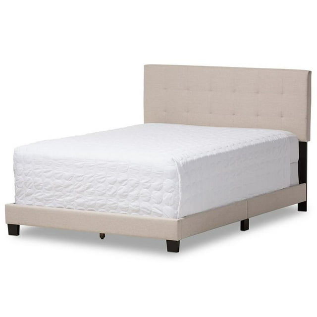 Baxton Studio Lit à Panneaux Grand Brookfield Capitonné, Beige