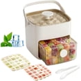 thumbnail image 1 of 48 Cube Ice Maker With Easy Press Lid, Double Layer Portable Ice Maker with Lid and Storage Box for Freezer, Handled Press-Type Ice Cube Tray with Lid and Bin for Whiskey, Cocktail, Beer (White), 1 of 7