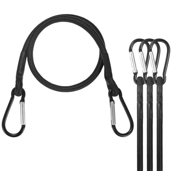 Uxcell 4-Pack Bungee Cords, 22 Inch High Elastic Canopy Tarp Tie Down Bungee Straps with Aluminium Hooks [Black]