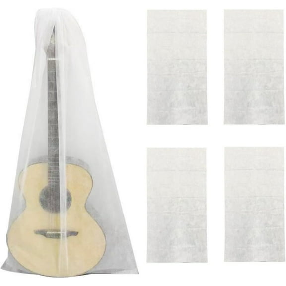 4 Pack Guitar Dust Cover Storage Bag Non-Woven Fabric Breathable Dust-Proof Coating Sleeve Protector Covers for Acoustic Guitars Electric Bass Upright Stand 120cmx60cm 47"x23.5"