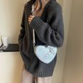 thumbnail image 6 of Women Small Heart Rivet Bag PU Leather Solid Color Girls Dating Bag (Silver), 6 of 9