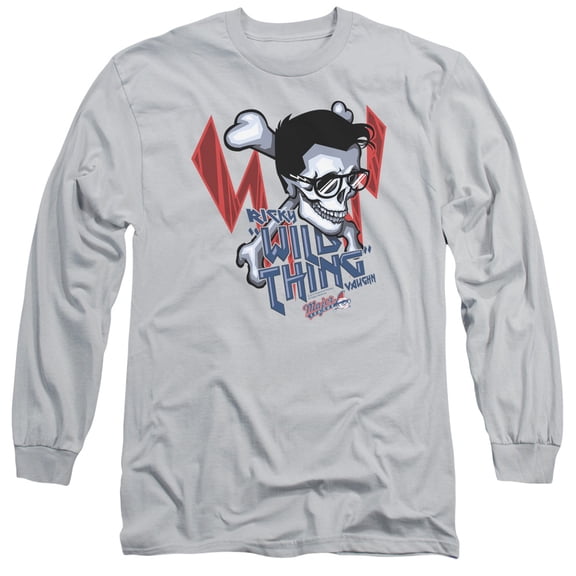 Major League Wild Skull Long Sleeve Adult 18/1 T-Shirt Silver