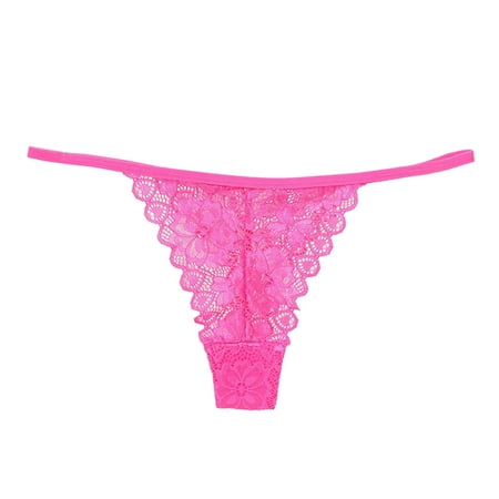 

Aayomet Sexy Panties Bowknot Sexy Thong Lace Briefs Color Low-waist Ladies Panties Solid Women s Panties Hot Pink L