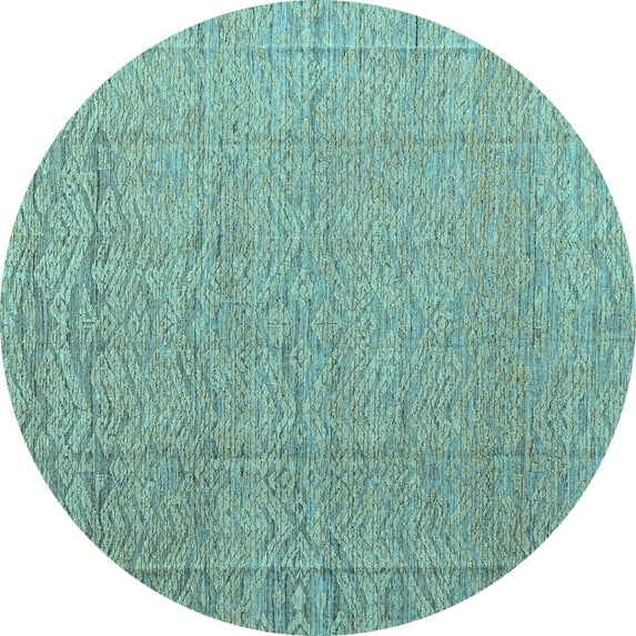Ahgly Company Indoor Round Abstract Light Blue Modern Area Rugs, 8' Round