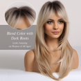 thumbnail image 3 of Long Blonde Wigs for Women, Layered Synthetic Hair Wig with Dark Roots for Daily Party, 3 of 5