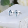 thumbnail image 4 of Cute Petite Cross Light Blue CZ .925 Silver Mini Stud Earrings, 4 of 7
