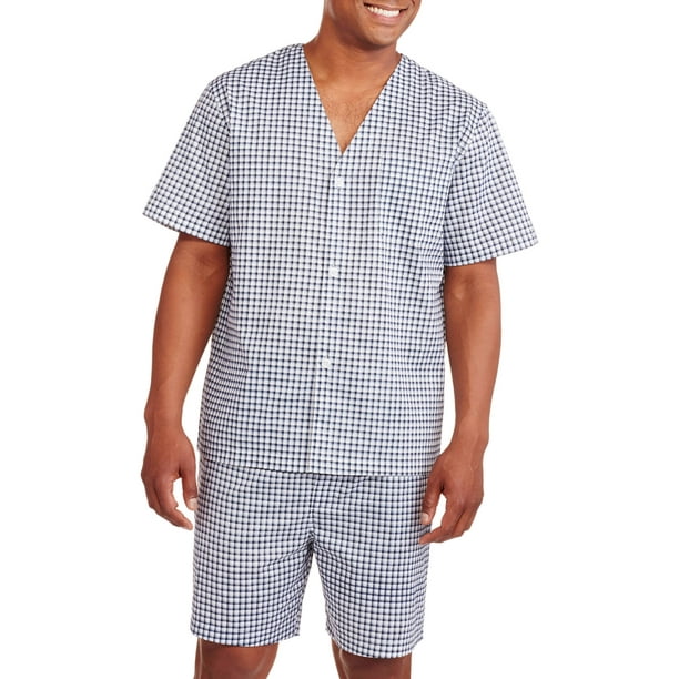 Fruit of the Loom Short Sleeve V-Neck Plaid Pajamas (Men's or Men's Big &  Tall) 2 Piece Set - Walmart.com