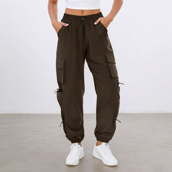 Women's Casual Pants Street Style Joggers with Elastic Waist and Multiple Pockets for Comfortable Daily Wear