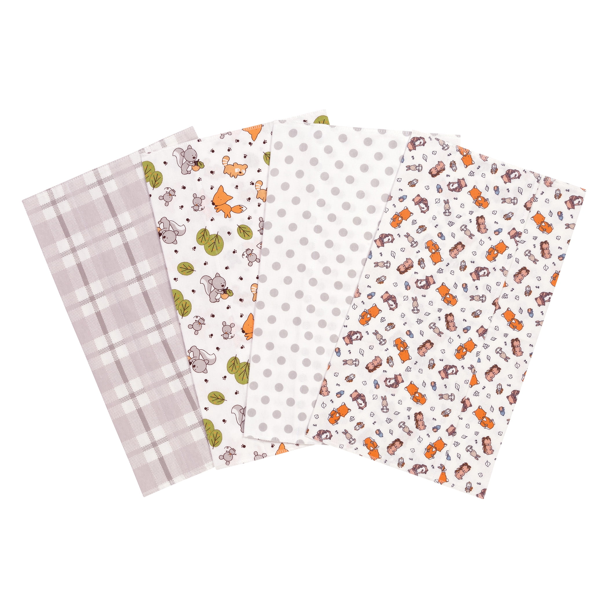 Wild Bunch 4 Pack Flannel Burp Cloth Set