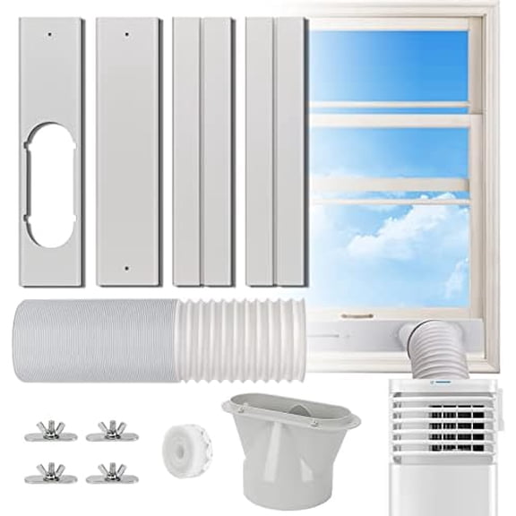 Portable Air Conditioner Window Vent Kit, Adjustable Window Seal with 5.1 Inch Diameter, 51 Inch Length Exhaust Hose for A/C Unit Universal for Sliding Horizontal or Vertical Window