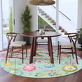 thumbnail image 4 of Easter Eggs Large Area Rugs for Bedroom Living Room, Soft Non Slip Carpet Bedside Rug, Spring Watercolor Bunny Flower Green Round Floor Cover Kitchen Accent Rug 5' for Dining Room/Office, 4 of 9