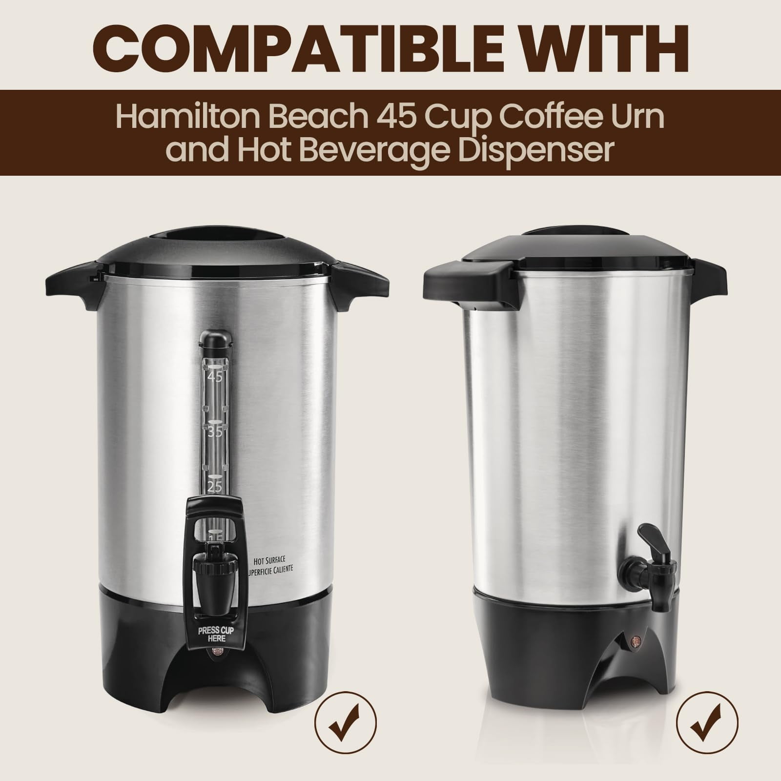 200-Count Paper Coffee Filters For Hamilton Beach 45-Cup Coffee Maker - White Perforated Disposable Basket Filters