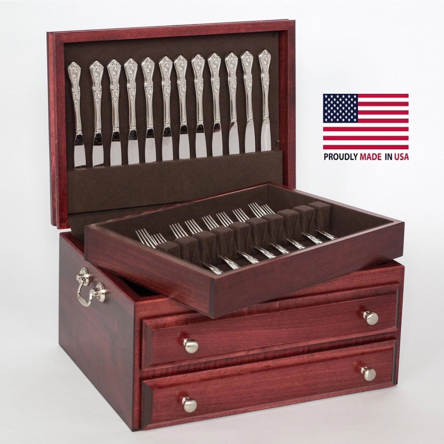 American Chest F05M Presidential Super 1 Drawer with Lift Out Knife Tray Flatware Chest Walmart