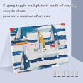 thumbnail image 3 of Yayeee Toggle Light Switch Wall Plate 3-Gang 6.37"x4.48" Decorative Outlet Cover, Dark Blue Hand Drawn Sailboats, 3 of 7