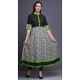 thumbnail image 2 of Bimba Black Ethnic Ikat Printed Anarkali For Women A Line Indian Kurti Classic Tunic Ethnic Kurti-XSmall, 2 of 5
