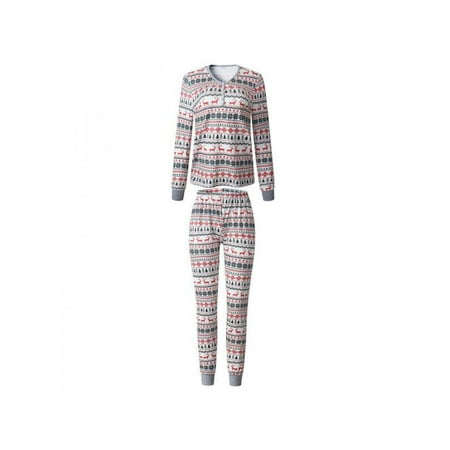 

Family Christmas Parent-child Suit Printing Home Service Cotton Soft Two-piece Pajamas Boys Girls Pajamas Adults Sleepwear(Mom S)