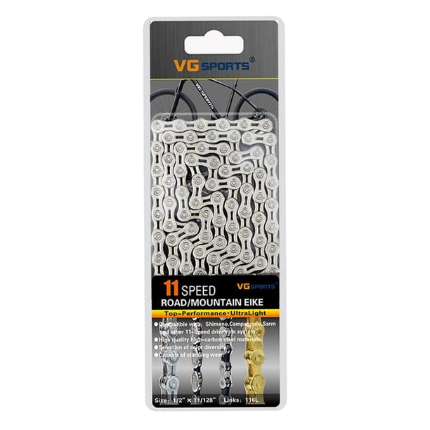 Cadena de bicicleta de 8 a 10 velocidades, cadenas de bicicleta de montaña y carretera, componentes de ciclismo huecos. 11 velocidades plateadas