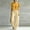 Yellow, variant on Womens Casual 2 Piece Outfit Round Neck Solid Tee Striped Pocket Elastic Waist Loose Long Pants Yellow XL(XL)