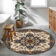 thumbnail image 4 of Boho Ethnic Round Area Rug 4 FT, Non Slip Indoor Outdoor Rug, Vintage Bohemian Traditional Floral Classic Washable Soft Circular Carpet Non-Shedding Floor Mat for Coffee Table Nursery Foyer Balcony, 4 of 8