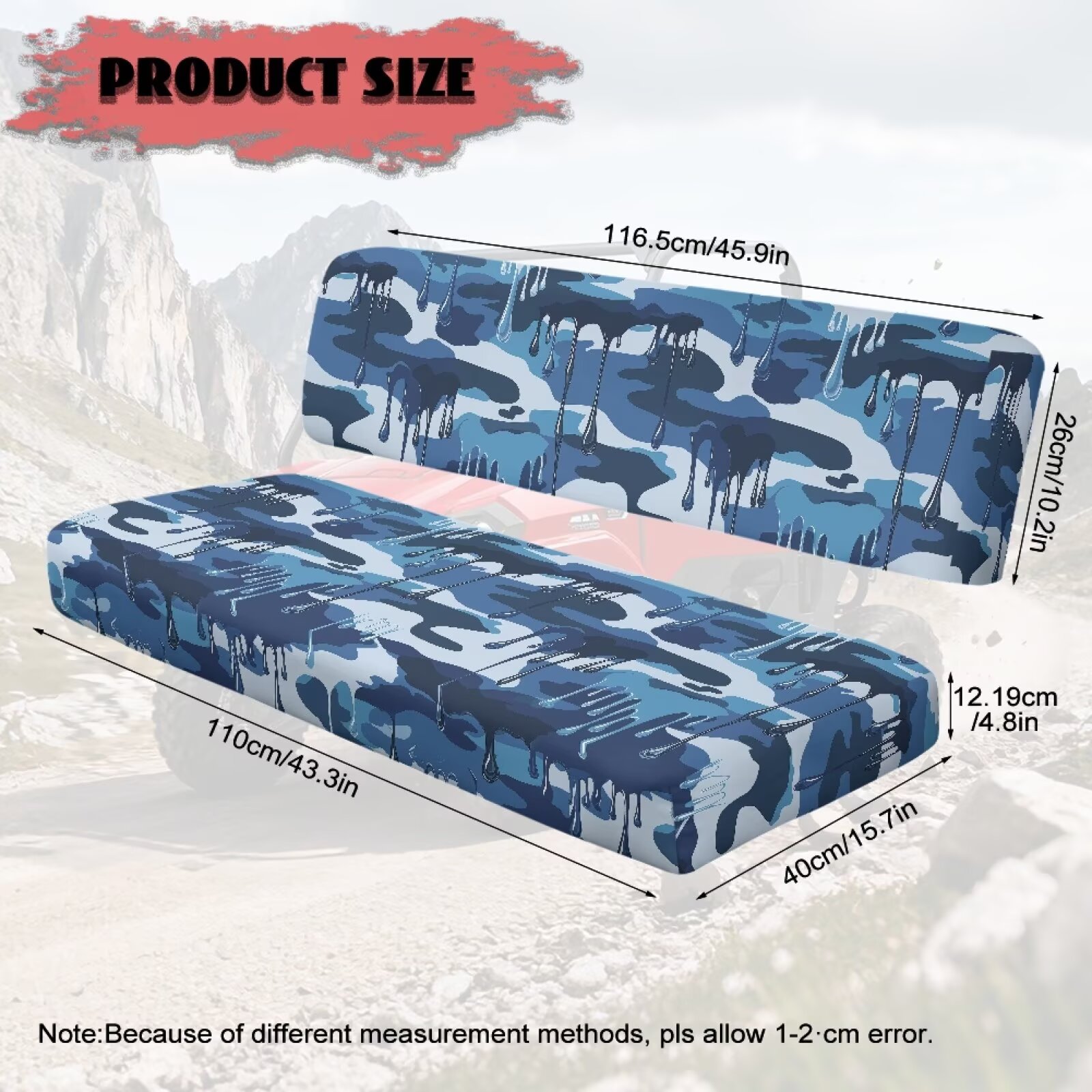 Uorisanigo UTV Seat Cover for Kawasaki Mule 4010 4x4 2009-2025, Non-Slip Blue Camouflage Print Mule Front Bench Seat Cover with Elastic Band, UTV Pioneer Seats Accessories