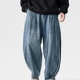 thumbnail image 6 of Blmnix Cargo Mens Pants Low Waisted Relaxed Fit Jeans Barrel Jeans Baggy Jeans Wide-Leg Long Blue Summer Pants for Men,XXXXL, 6 of 9