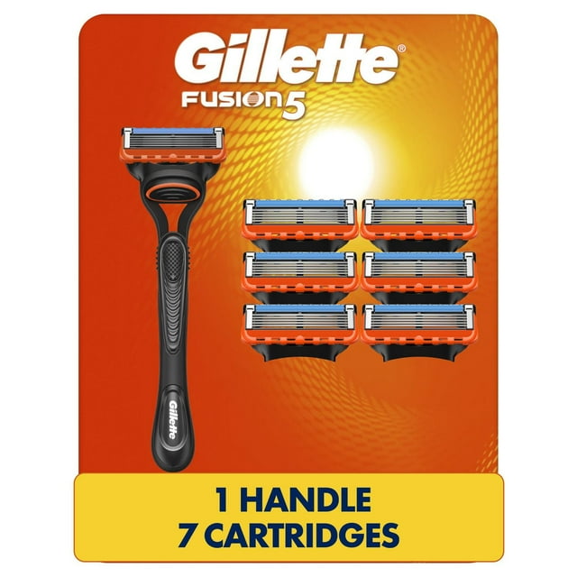 Gillette Fusion5 Shaving Razor for Men, 1 Razor Handle, 7 Razor Blade Refills, with Lubrication Strip and Precision Trimmer for Men
