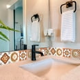 thumbnail image 4 of Mi Alma Removable Vinyl Floral Orange Backsplash Tile Stickers, 24pcs, 4 of 11