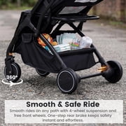 INFANS Travel Stroller, Lightweight Compact Baby Stroller for Airplane with One-Hand Fold, Multi-Position Recline, Canopy, 4 Wheel Suspension, Storage Basket