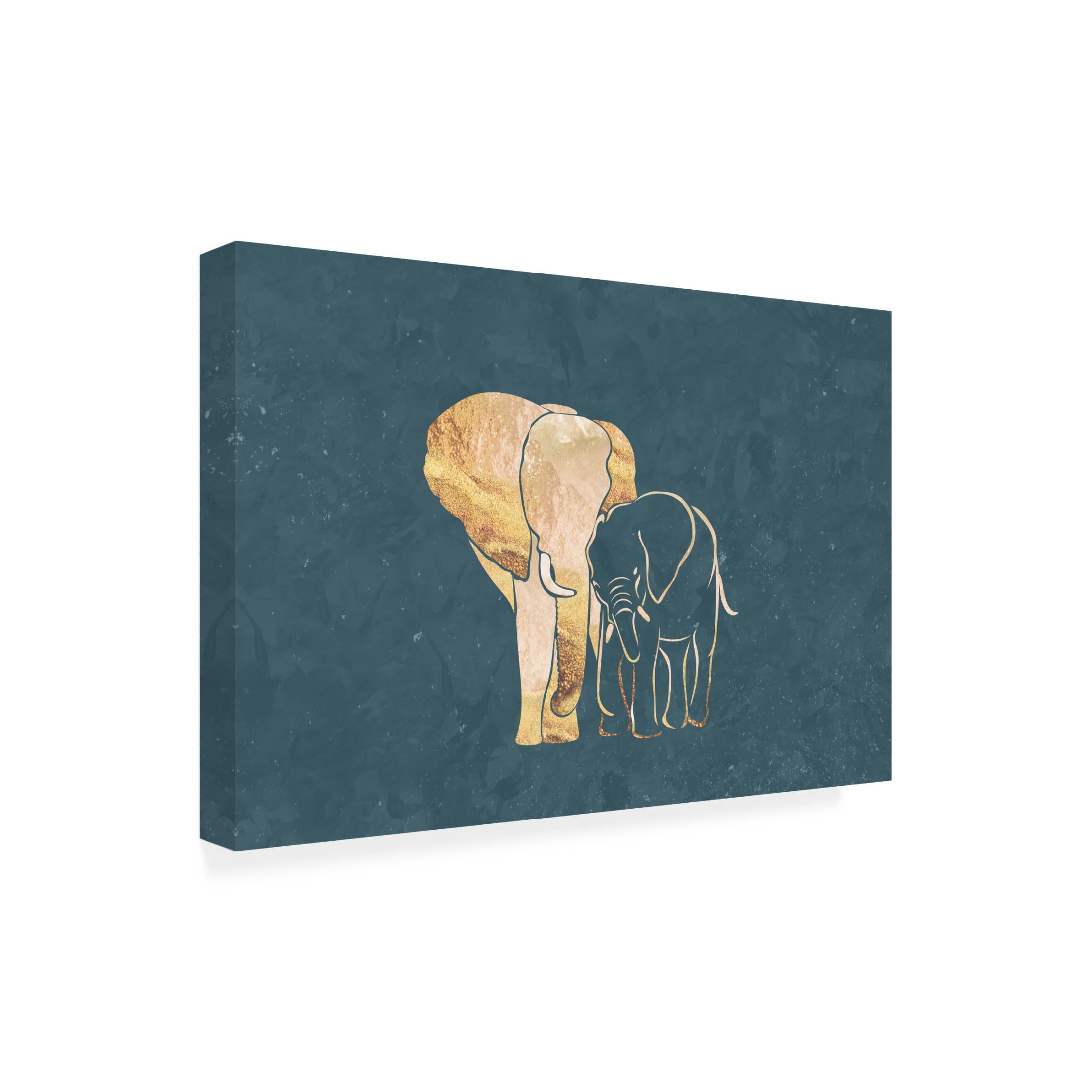 Trademark Fine Art Sarah Manovski Elephant mum baby gold Canvas Wall Art