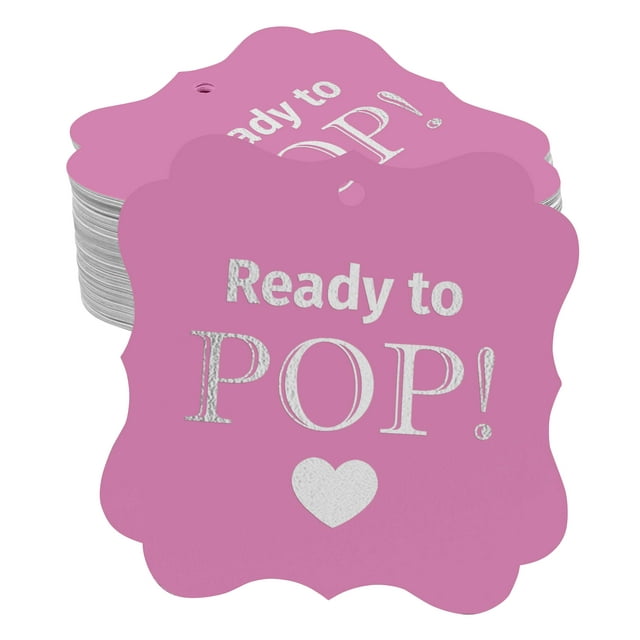 Inkdotpot Pack Of 50 Ready To Pop Baby Shower Paper Tags DIY Craft Bracket Shape Real Silver Foil Hang Tags