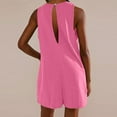 thumbnail image 4 of ABATAB Women's Rompers for Summer Casual Sleeveless Shorts Backless Crewneck Loose Fit Jumpsuit Beach Cover up with Pockets, 4 of 7