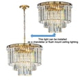thumbnail image 5 of 6-Lights Mid-Century Modern Antique Gold 3-Tier Round Fringe Crystal Chandelier, 5 of 5