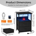 thumbnail image 4 of Tomnk LED Nightstand with Charging Station, Bedside Table Night Stand with 2 Fabric Storage Drawers, Black, 4 of 7