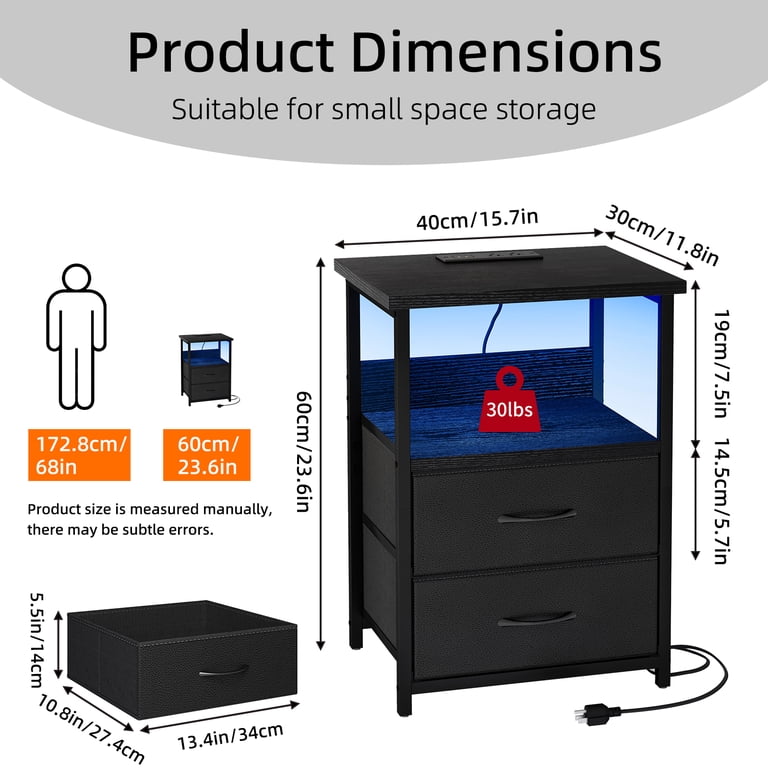 Fairy LED Nightstand with Charging Station, Black photo 4