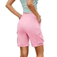 thumbnail image 5 of Women's 7'' Hiking Shorts Lightweight Athletic Golf Cargo Shorts with Zipper Pockets Quick Dry Summer Pink M, 5 of 6