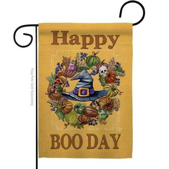 13 x 18.5 in. Happy Boo Day Garden Flag with Fall Halloween Double-Sided Decorative Vertical Flags House Decoration Banner Yard Gift