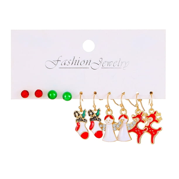 Fiudx Ofertas Flash Artículos En Oferta Juego De Pendientes Navideños Con Diseño De Papá Noel, Pendientes Para Árbol De Navidad, Regalos Para Mujeres