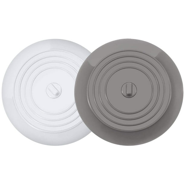 Juego de 2 tapones de silicona para bañera, tapones para fregadero de 5,9 pulgadas, cubiertas planas para drenaje de bañera, recogedores de pelo y tapones de succión para bañera