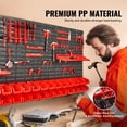 thumbnail image 2 of Wall Mounted Tool Organizer with 30 Bins, Plastic Garage Storage Rack for Screws, Nails, Bolts&Small Parts, Includes Panels and Hooks, Black/Red, 2 of 12