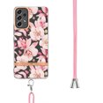 thumbnail image 3 of Flower Pattern Case for Samsung Galaxy A53 5G, Detachable Shoulder Strap Lanyard Crossbody Slim Lightweight Floral Cover with Soft Silicone Shockproof Drop Resistant Case,Pink, 3 of 7