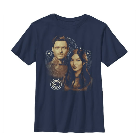 Boy's Marvel Eternals Sersi and Ikaris  Graphic Tee Navy Blue X Small
