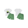 thumbnail image 2 of Baby Toddler Boy Shorts Clothing Set 6 12 18 24 Months 2T 3T 4T Tractor Embroidery Short Sleeve T-shirt Plaid Shorts 2 Pcs Summer Outfit, 2 of 9